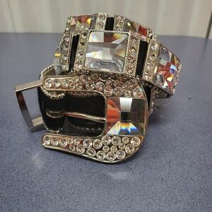 BB Simon Swarovski Crystal Hide Belt in XL